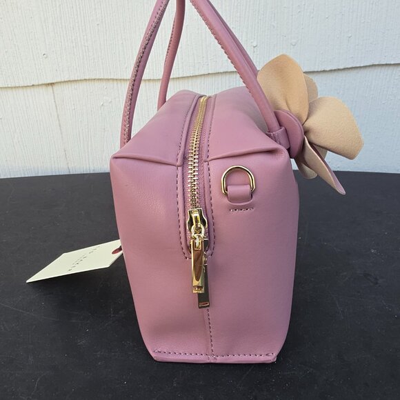 NWT Ted Baker London Poppy Rose Flower pink leather crossbody or top handle bag - Picture 2 of 8